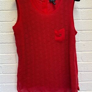 Armani Jeans Red Ribbed Tank Top with Black Trim